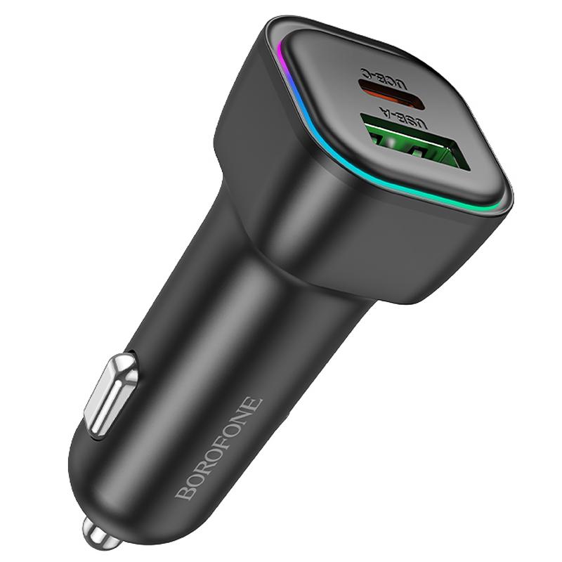 Автомобільний зарядний пристрій Borofone BZ28A Trophie PD 30W + QC 3.0 (1×USB-A / 1×USB-C) Black