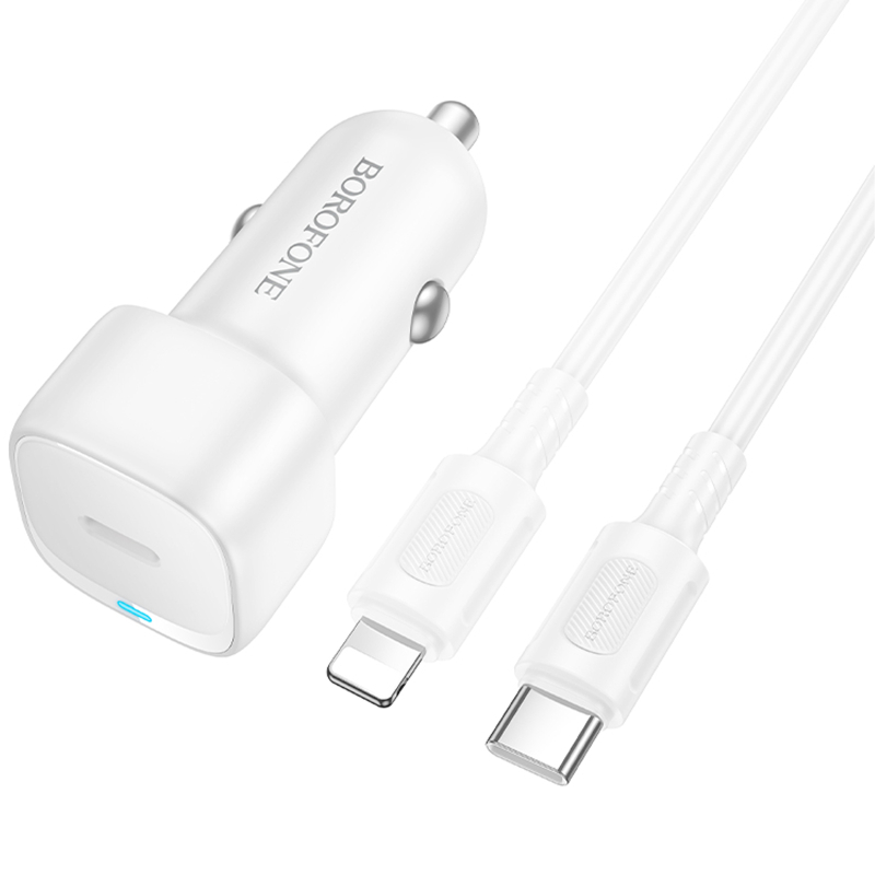 Автомобільний зарядний пристрій Borofone BZ34A Cloud PD 20W (1×USB-C) + кабель USB-C → Lightning