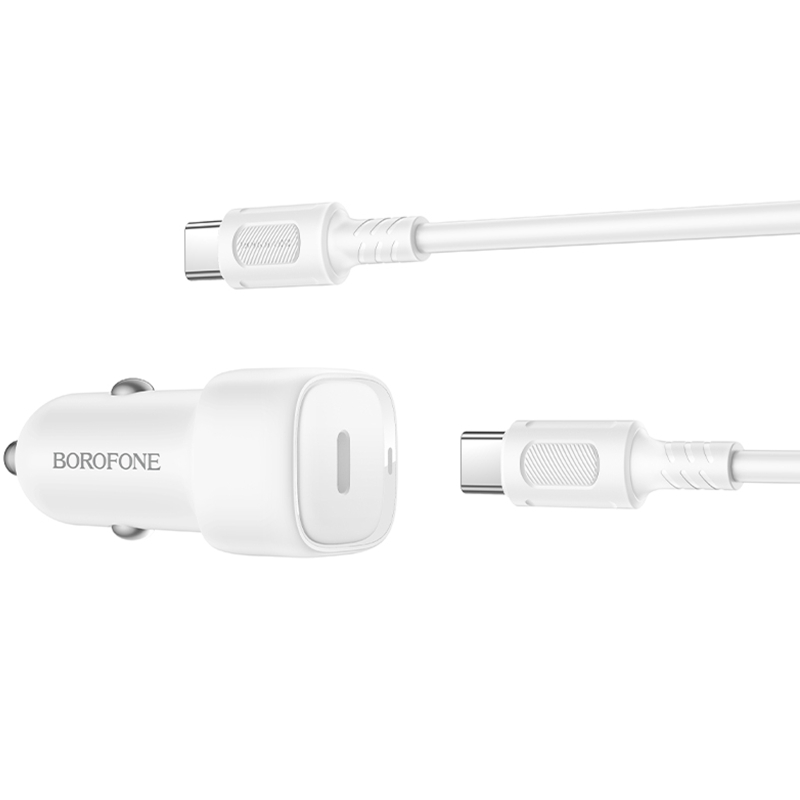 Автомобільний зарядний пристрій Borofone BZ34A Cloud PD 20W (1×USB-C) + кабель USB-C → USB-C White
