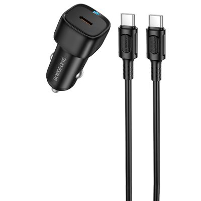 Автомобільний зарядний пристрій Borofone BZ34A Cloud PD 20W (1×USB-C) + кабель USB-C → USB-C