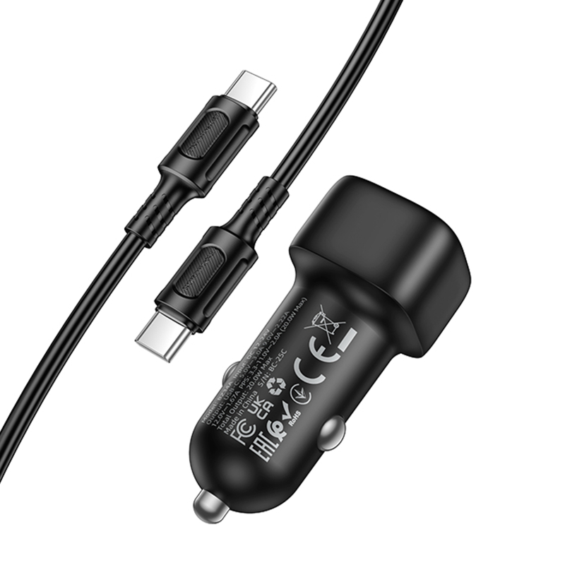 Автомобільний зарядний пристрій Borofone BZ34A Cloud PD 20W (1×USB-C) + кабель USB-C → USB-C