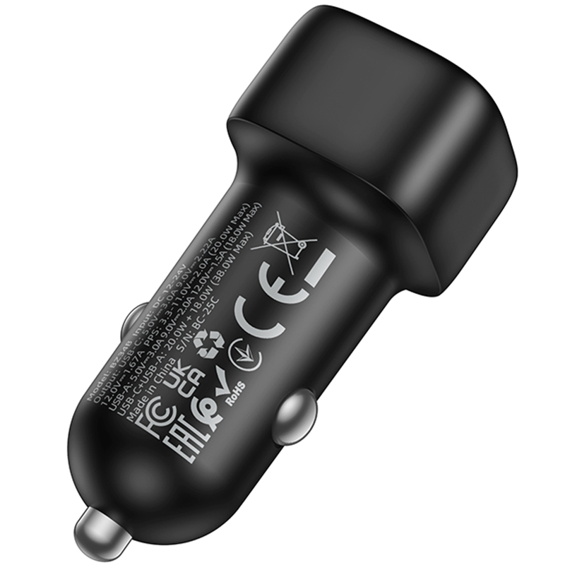 Автомобільний зарядний пристрій Borofone BZ34B Cloud PD 20W + QC 3.0 total 38W (1×USB-A / 1×USB-C)