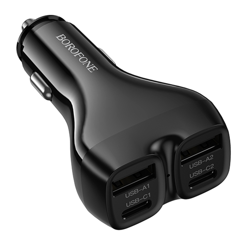 Автомобільний зарядний пристрій Borofone BZ35 Leader PD 15W + QC 3.0 total 30W (2×USB-A / 2×USB-C) Black