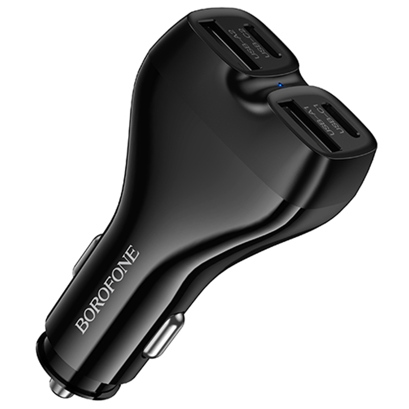 Автомобільний зарядний пристрій Borofone BZ35 Leader PD 15W + QC 3.0 total 30W (2×USB-A / 2×USB-C) Black