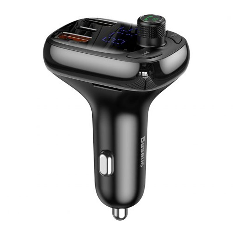 Автомобільний зарядний пристрій FM модулятор Baseus S-13 36W (2×USB-A / 1×USB-C) (CCMT000101) Чорний