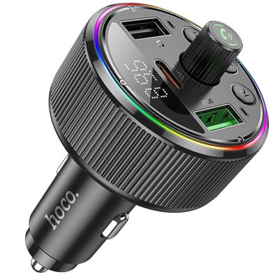 Автомобільний зарядний пристрій FM модулятор Hoco E82 Guerrero PD 30W + QC 3.0 (2×USB-A / 1×USB-C) Black