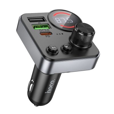 Автомобільний зарядний пристрій FM модулятор Hoco E86 Alegria PD 30W + QC 3.0 total 48W (2×USB-A / 1×USB-C) Black