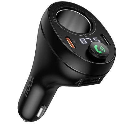 Автомобільний зарядний пристрій FM модулятор Hoco E88 Star cigarette lighter + PD 20W + QC 3.0 total 120W (2×USB-C) Black