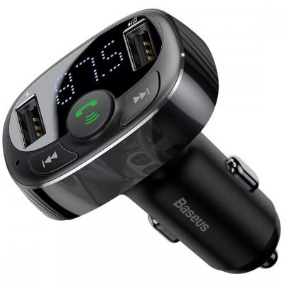 Автомобільний зарядний пристрій FM модулятор Baseus S-09 А 10W (2×USB-A) (CCMT) Black