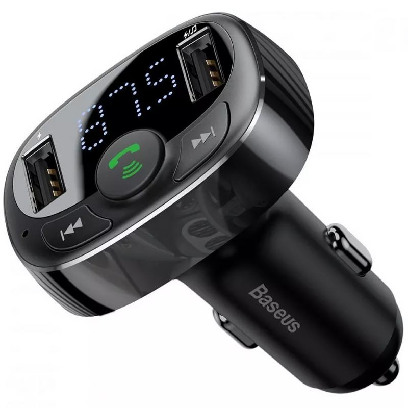 Автомобільний зарядний пристрій FM модулятор Baseus S-09 А 10W (2×USB-A) (CCMT) Black