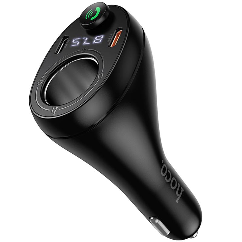 Автомобільний зарядний пристрій FM модулятор Hoco E88 Star cigarette lighter + PD 20W + QC 3.0 total 120W (2×USB-C) Black