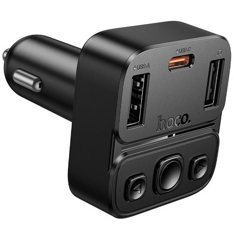 Автомобільний зарядний пристрій FM модулятор Hoco E87 Delta 35W (1×USB-A / 1×USB-C) Black