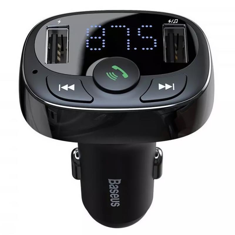 Автомобільний зарядний пристрій FM модулятор Baseus S-09 А 10W (2×USB-A) (CCMT) Black