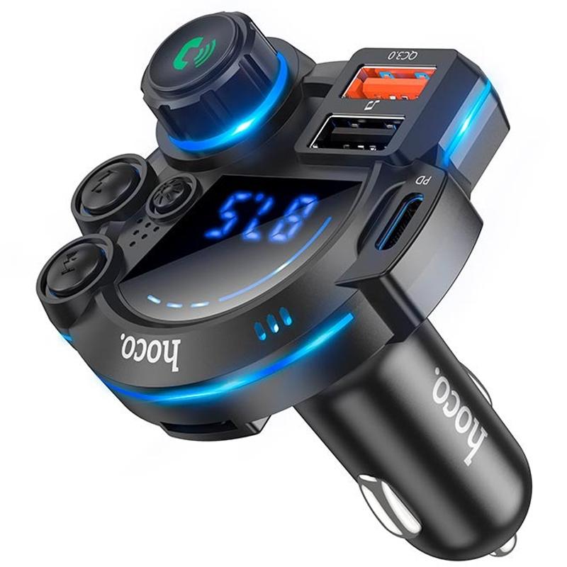 Автомобільний зарядний пристрій FM модулятор Hoco DFM01 Legend 20W + QC 3.0 (2×USB-A / 1×USB-C) Black