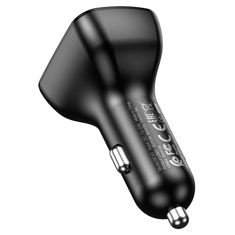 Автомобільний зарядний пристрій FM модулятор Borofone BC41 Eminency QC 3.0 (2×USB-A) Чорний