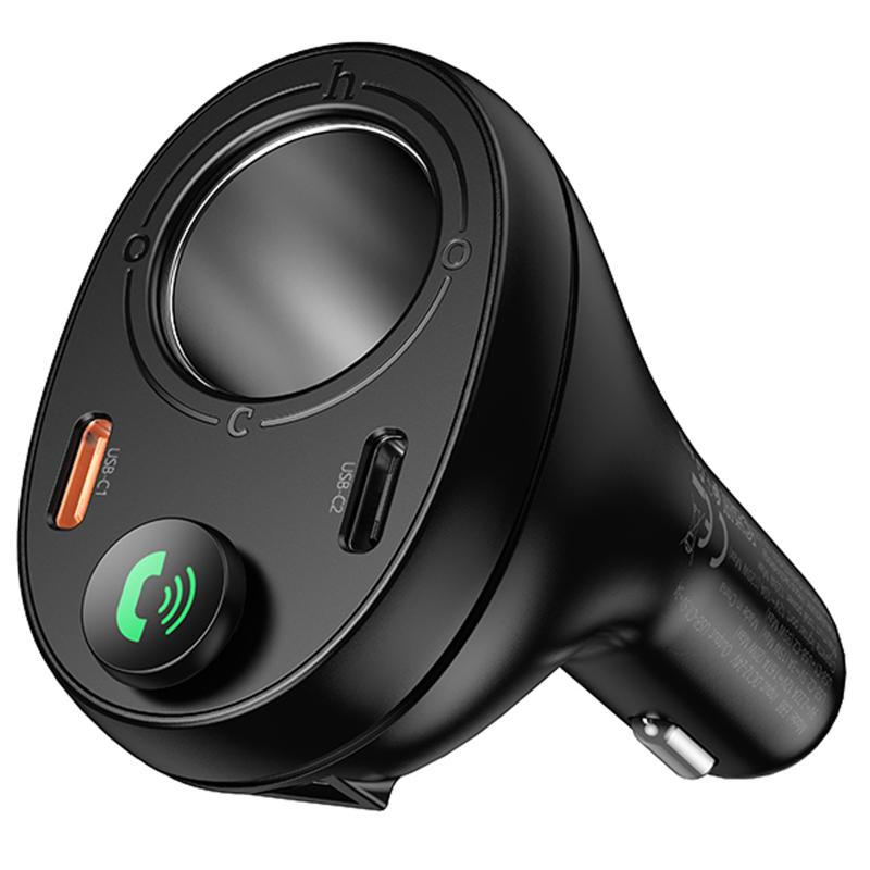Автомобільний зарядний пристрій FM модулятор Hoco E88 Star cigarette lighter + PD 20W + QC 3.0 total 120W (2×USB-C) Black