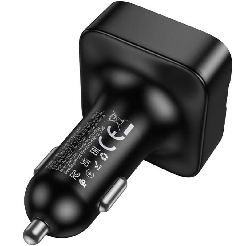 Автомобільний зарядний пристрій FM модулятор Hoco E87 Delta 35W (1×USB-A / 1×USB-C) Black