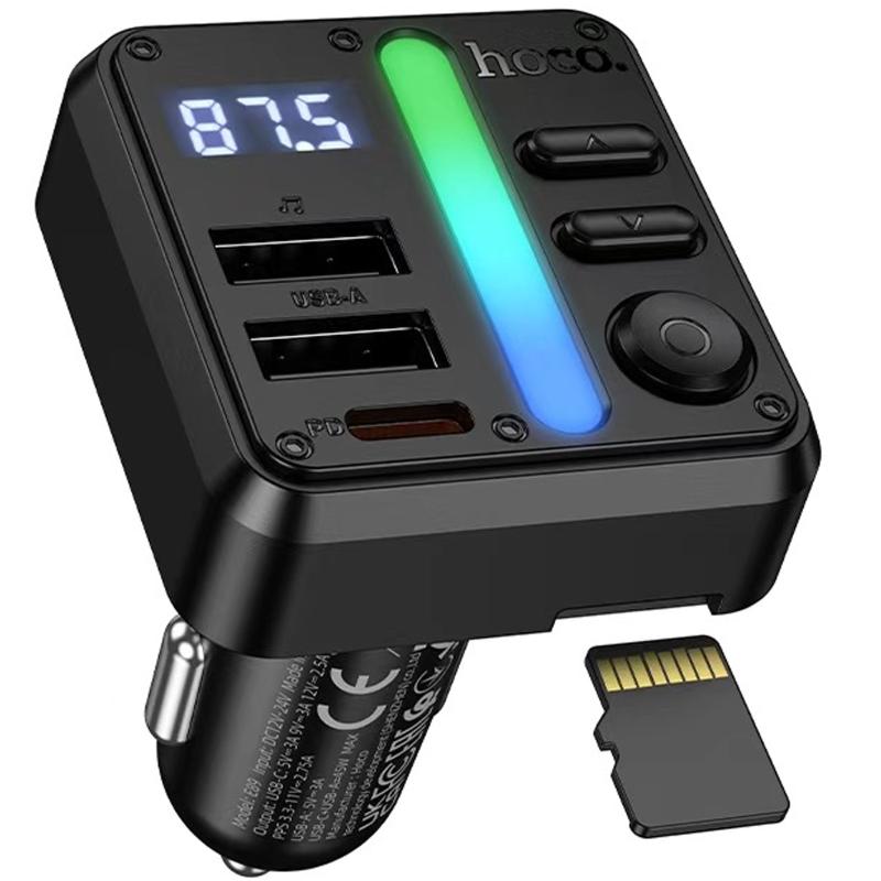 Автомобільний зарядний пристрій FM модулятор Hoco E89 Libre PD 30W + QC 3.0 total 45W (1×USB-A / 1×USB-C) Black
