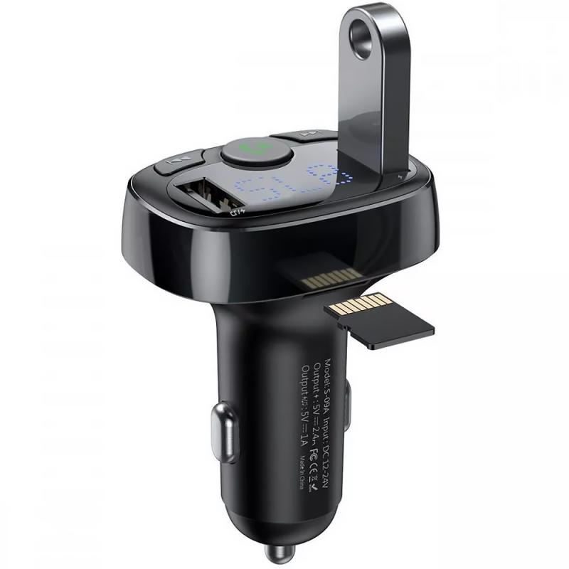 Автомобільний зарядний пристрій FM модулятор Baseus S-09 А 10W (2×USB-A) (CCMT) Black