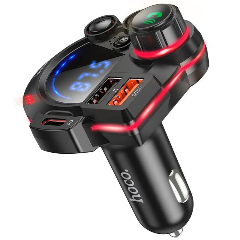 Автомобільний зарядний пристрій FM модулятор Hoco DFM01 Legend 20W + QC 3.0 (2×USB-A / 1×USB-C) Black
