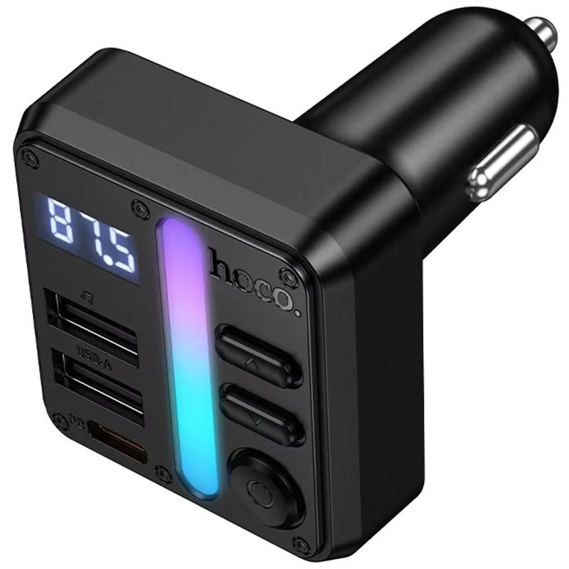 Автомобільний зарядний пристрій FM модулятор Hoco E89 Libre PD 30W + QC 3.0 total 45W (1×USB-A / 1×USB-C) Black