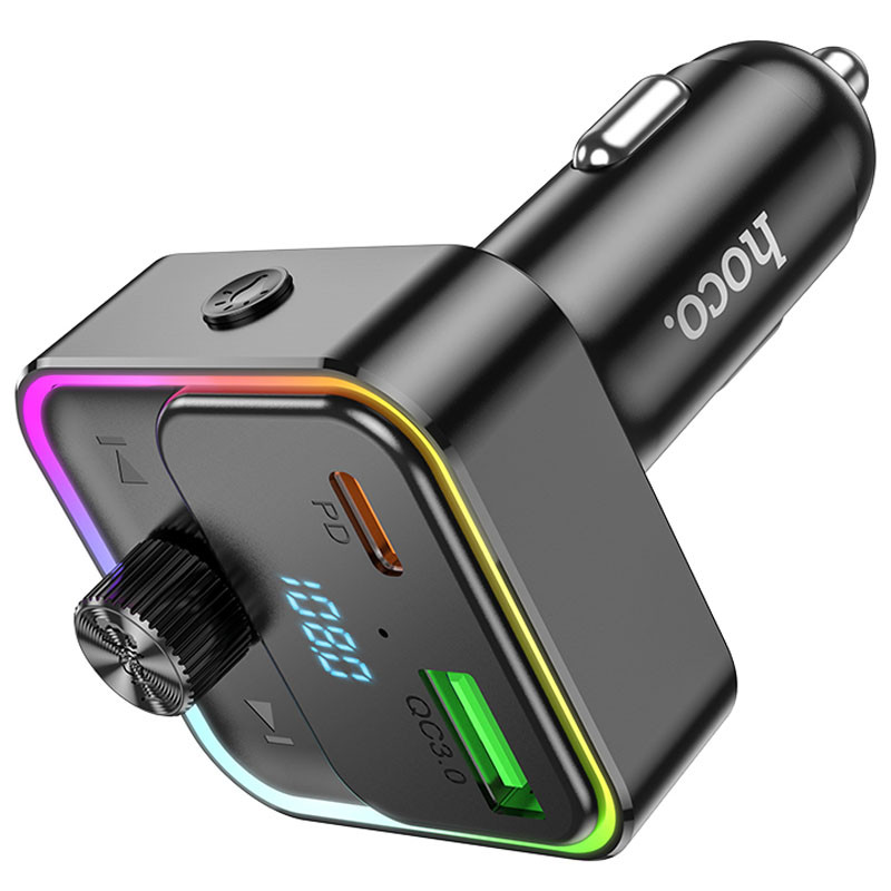 Автомобільний зарядний пристрій FM модулятор Hoco E81 Fantasy PD 30W + QC 3.0 (1×USB-A / 1×USB-C) Black