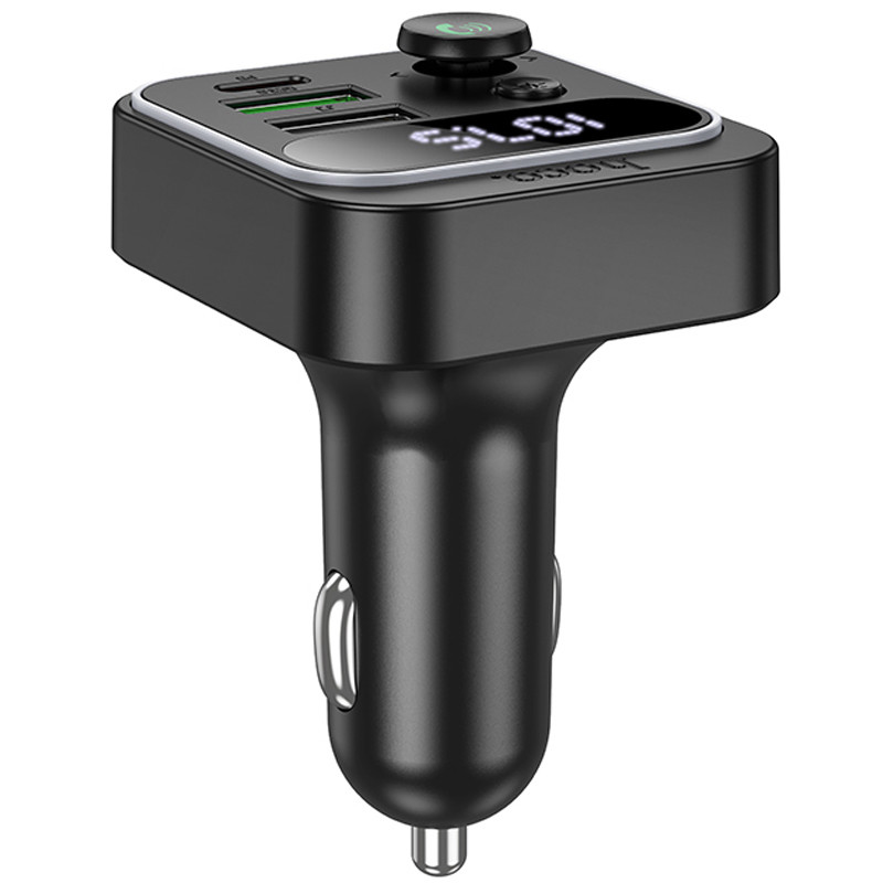Автомобільний зарядний пристрій FM модулятор Hoco E85 Tiger PD 20W + QC 3.0 (2×USB-A / 1×USB-C) Black