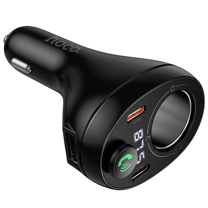 Автомобільний зарядний пристрій FM модулятор Hoco E88 Star cigarette lighter + PD 20W + QC 3.0 total 120W (2×USB-C) Black