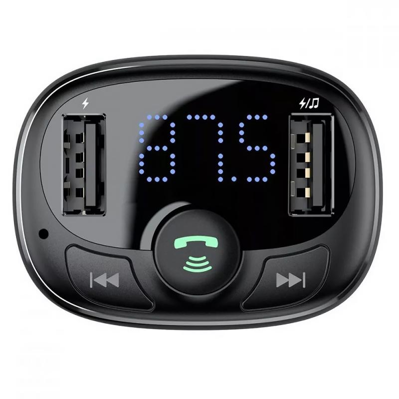 Автомобільний зарядний пристрій FM модулятор Baseus S-09 А 10W (2×USB-A) (CCMT) Black