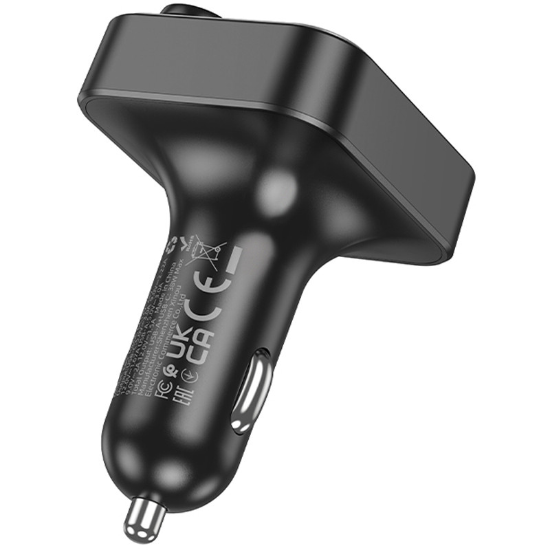 Автомобільний зарядний пристрій FM модулятор Hoco E85 Tiger PD 20W + QC 3.0 (2×USB-A / 1×USB-C) Black