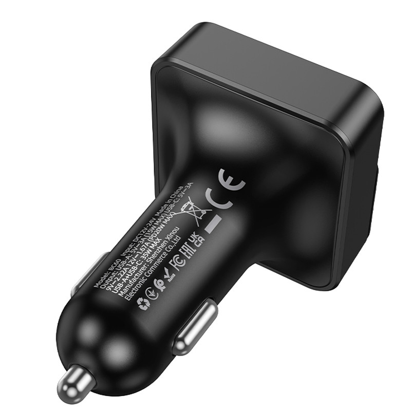 Автомобільний зарядний пристрій FM модулятор Borofone BC60 Hero 35W (2×USB-A / 1×USB-C) Black