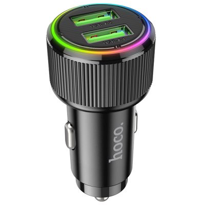 Автомобільний зарядний пристрій Hoco NZ14 Guerrero QC 3.0 18W total 38W (2×USB-A) Black