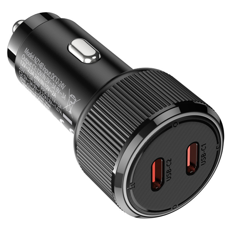 Автомобільний зарядний пристрій Hoco NZ14B Guerrero PD 50W (2C) Black