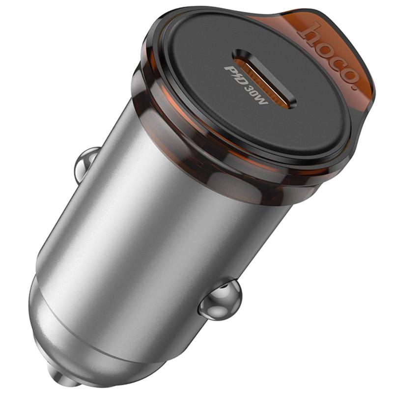 Автомобільний зарядний пристрій Hoco NZ16 Rigorous PD 30W (1×USB-C) Metal grey