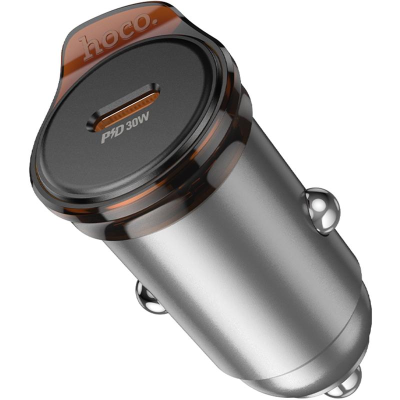 Автомобільний зарядний пристрій Hoco NZ16 Rigorous PD 30W (1×USB-C) Metal grey