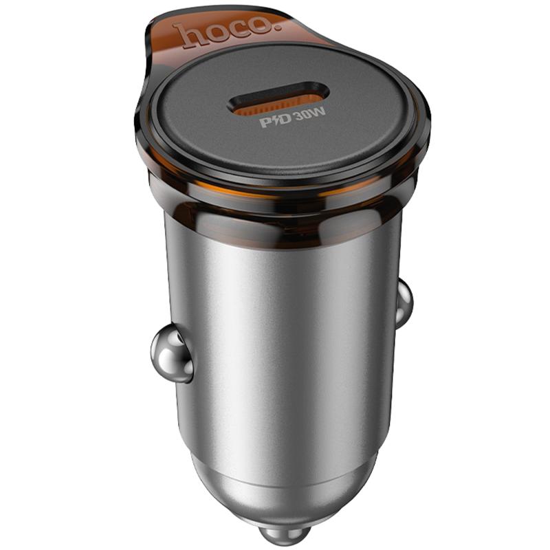 Автомобільний зарядний пристрій Hoco NZ16 Rigorous PD 30W (1×USB-C) Metal grey