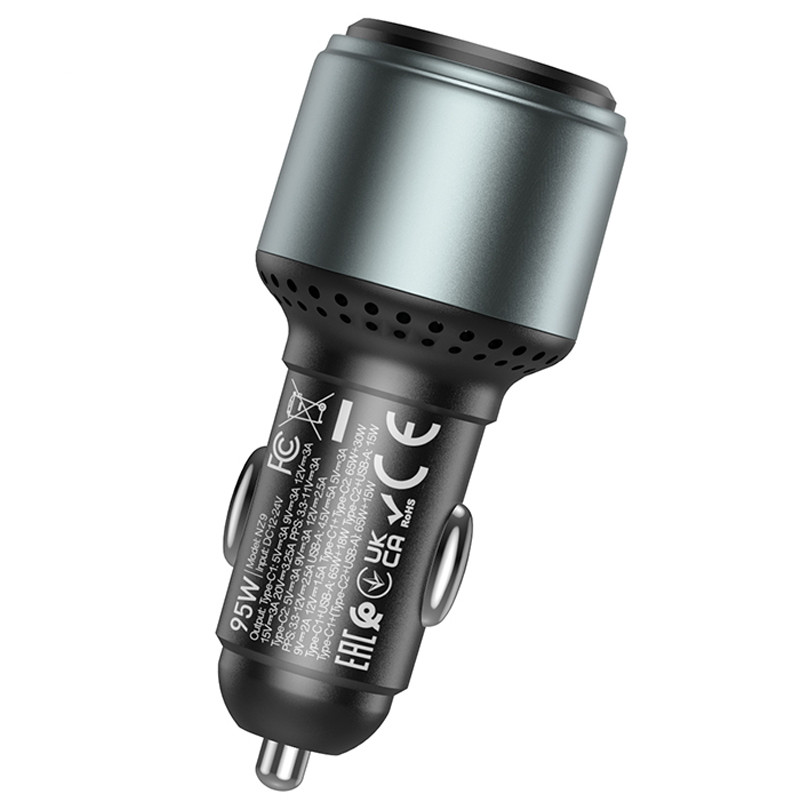 Автомобільний зарядний пристрій Hoco NZ9 Galloper 95W (1×USB-A / 2×USB-C) Black