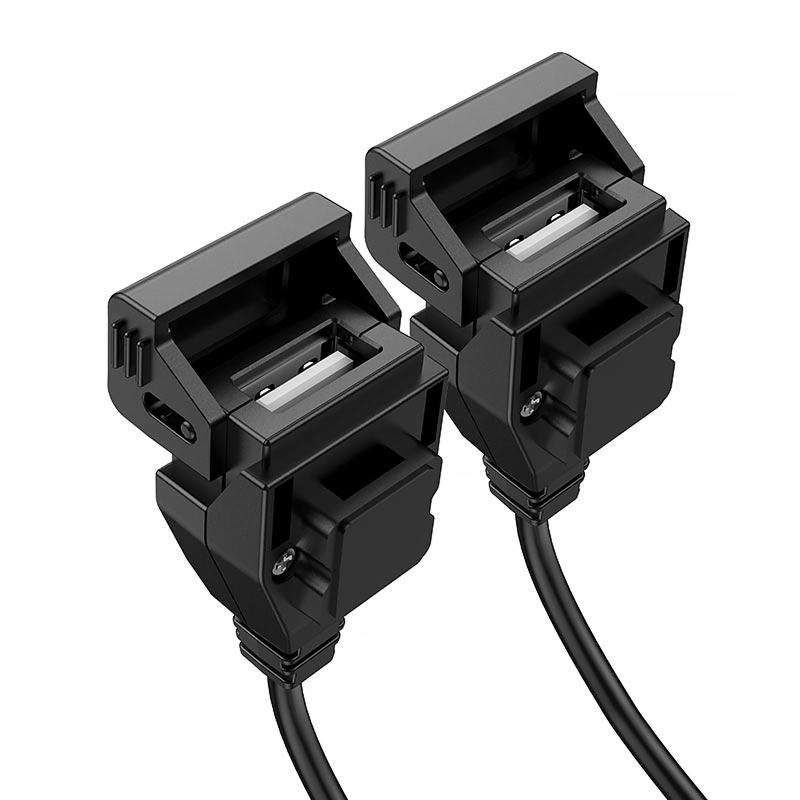 Автомобільний зарядний пристрій Hoco Z45A 2.4 А для мотоцикла (2×USB-A) Black