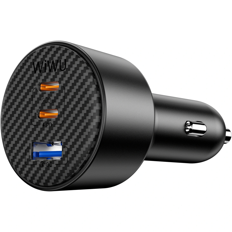 Автомобільний зарядний пристрій WIWU CC026 Warriors PD 200W + QC 3.0 (1×USB-A / 2×USB-C) Black