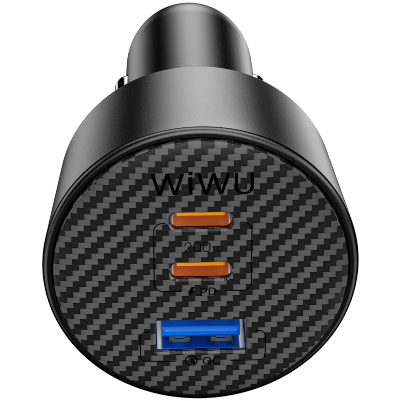 Автомобільний зарядний пристрій WIWU CC026 Warriors PD 200W + QC 3.0 (1×USB-A / 2×USB-C) Black