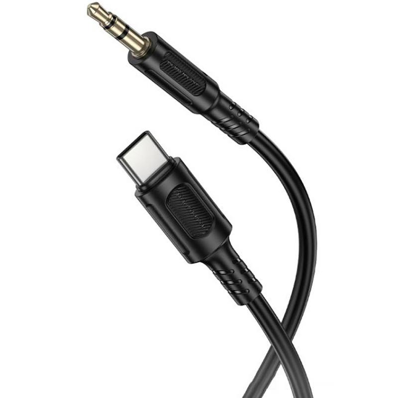Аудіо кабель Aux Borofone BL25B Nice (USB-C to AUX 3.5mm) (1 м) Black
