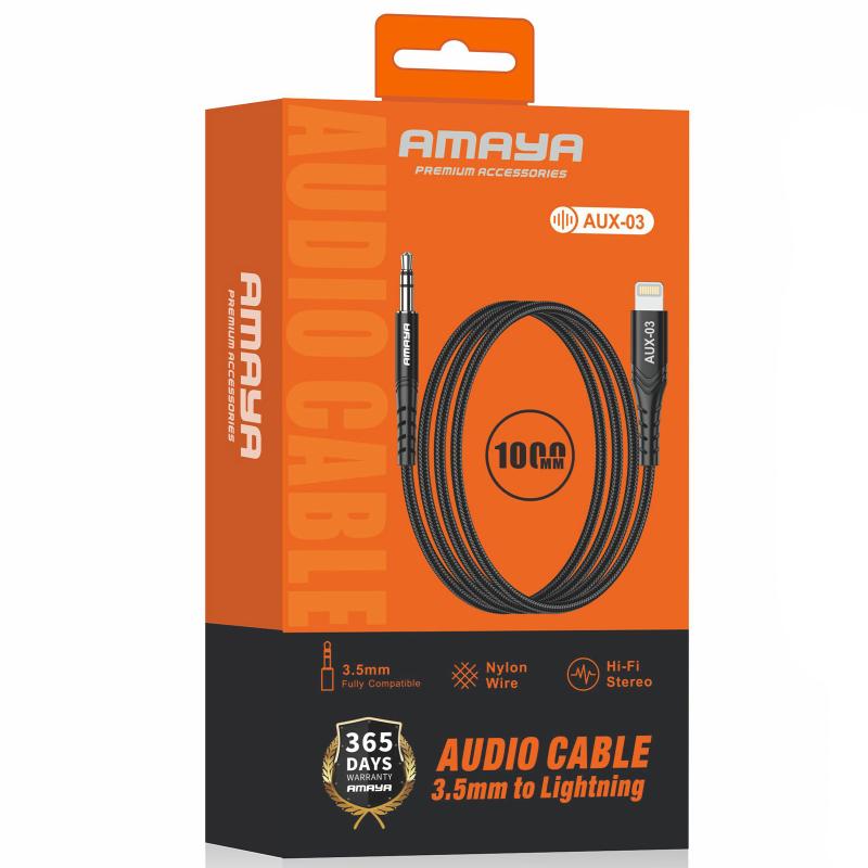 Аудіо кабель Aux Amaya AUX-03 (Lightning to AUX 3.5mm) (1 м) Black