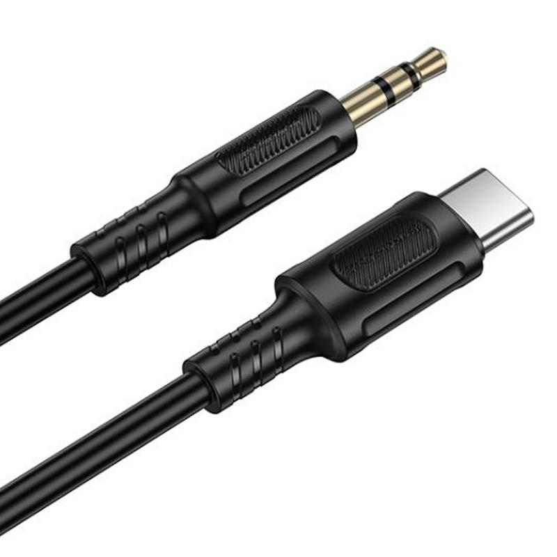 Аудіо кабель Aux Borofone BL25B Nice (USB-C to AUX 3.5mm) (1 м) Black