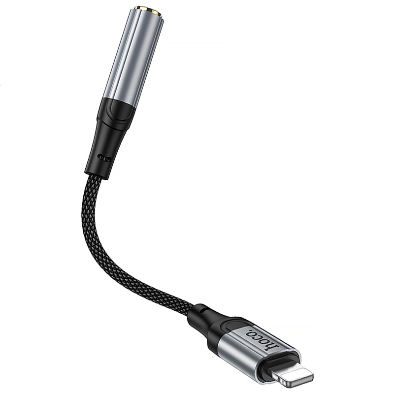 Аудіо кабель Aux Hoco LS36A Fresh 3.5mm to Lightning (0.12 м) Metal gray