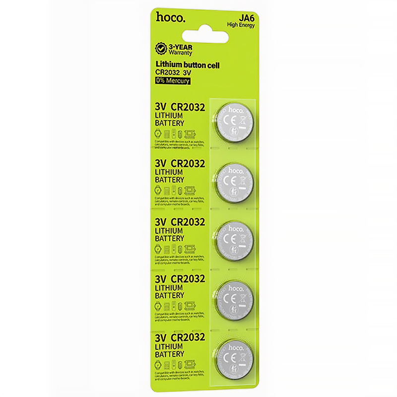 Батарейки Hoco JA6 (CR2032) Button 5 pcs Silver