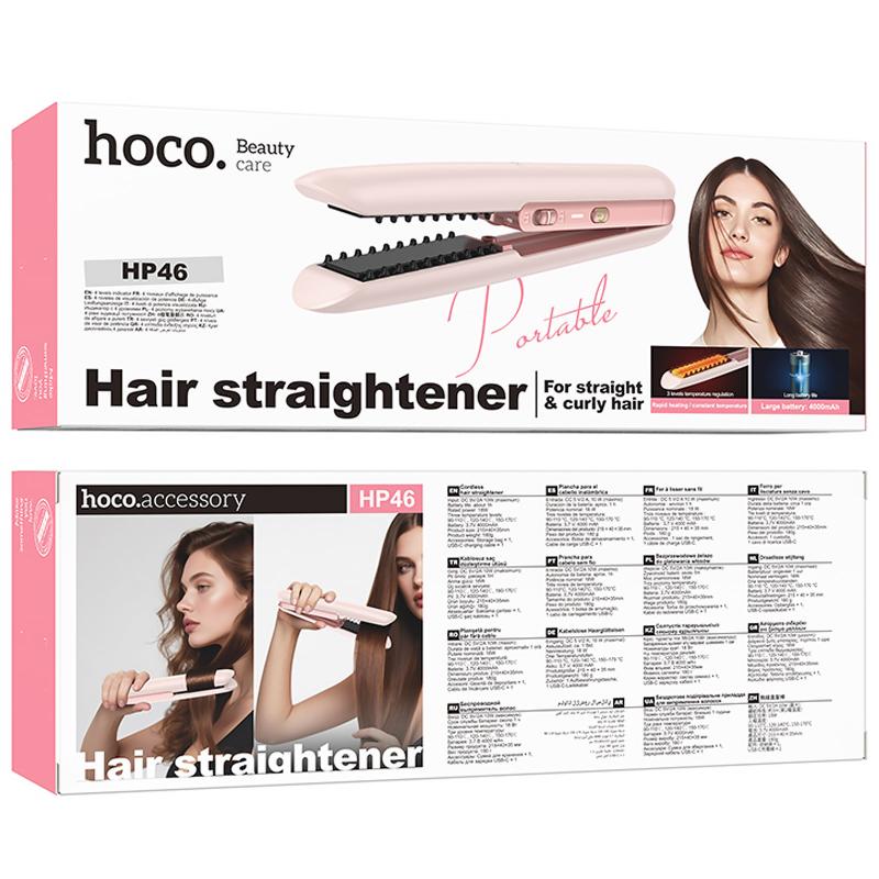 Бездротовий випрямляч для волосся Hoco HP46 Explicit with digital display Pink