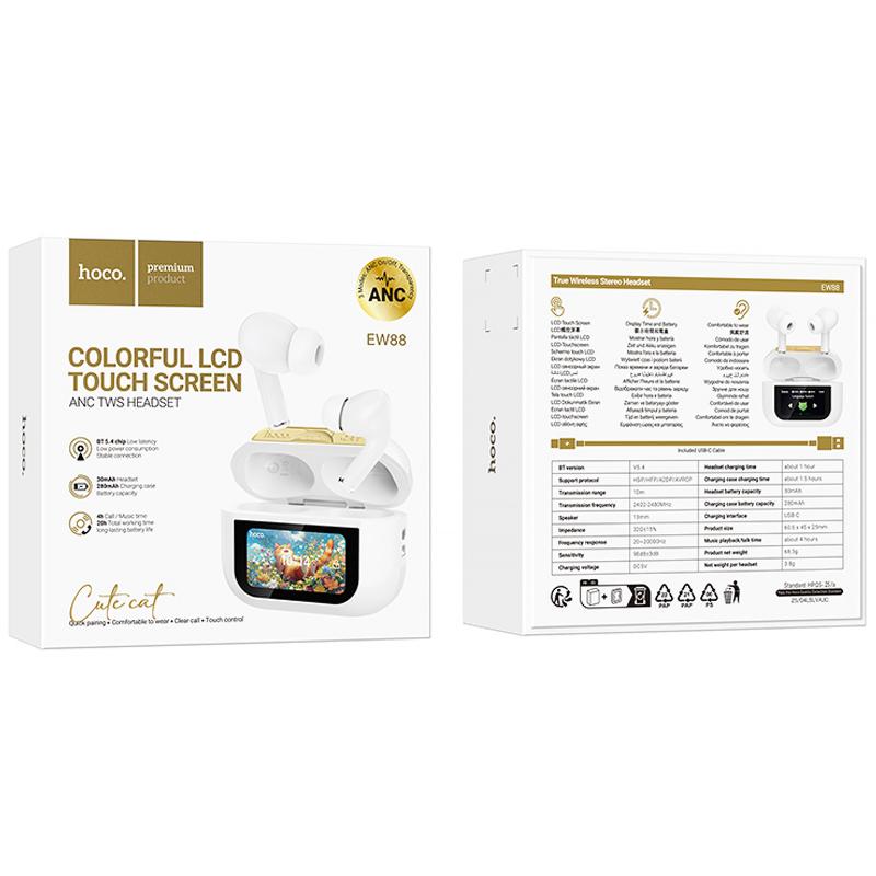 Бездротові TWS навушники Hoco EW88 Rampino with Touch Screen ANC White