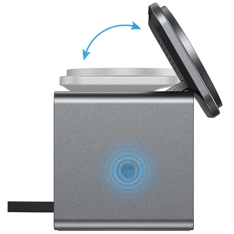 Бездротовий зарядний пристрій Acefast E34 desktop 3in1 15W Gray