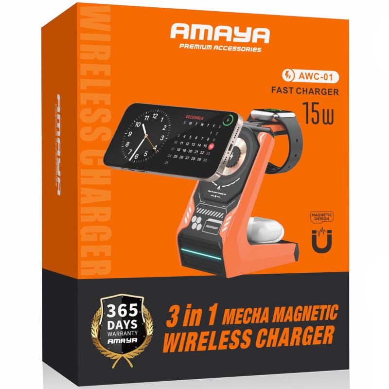 Бездротовий зарядний пристрій Amaya AWC-01 3-in-1 15W