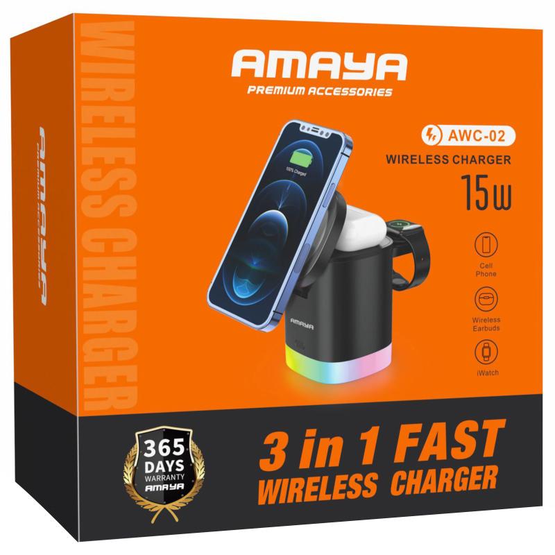 Бездротовий зарядний пристрій Amaya AWC-02 3in1 15W